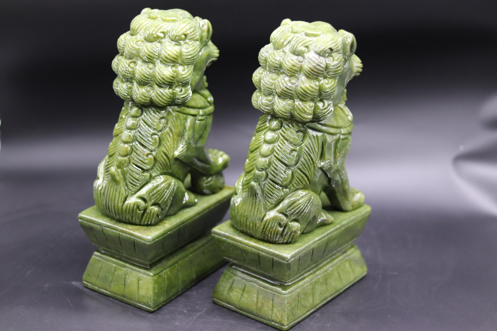 A Pair of Sapphire Green Auspicious Chinese Lions for Home