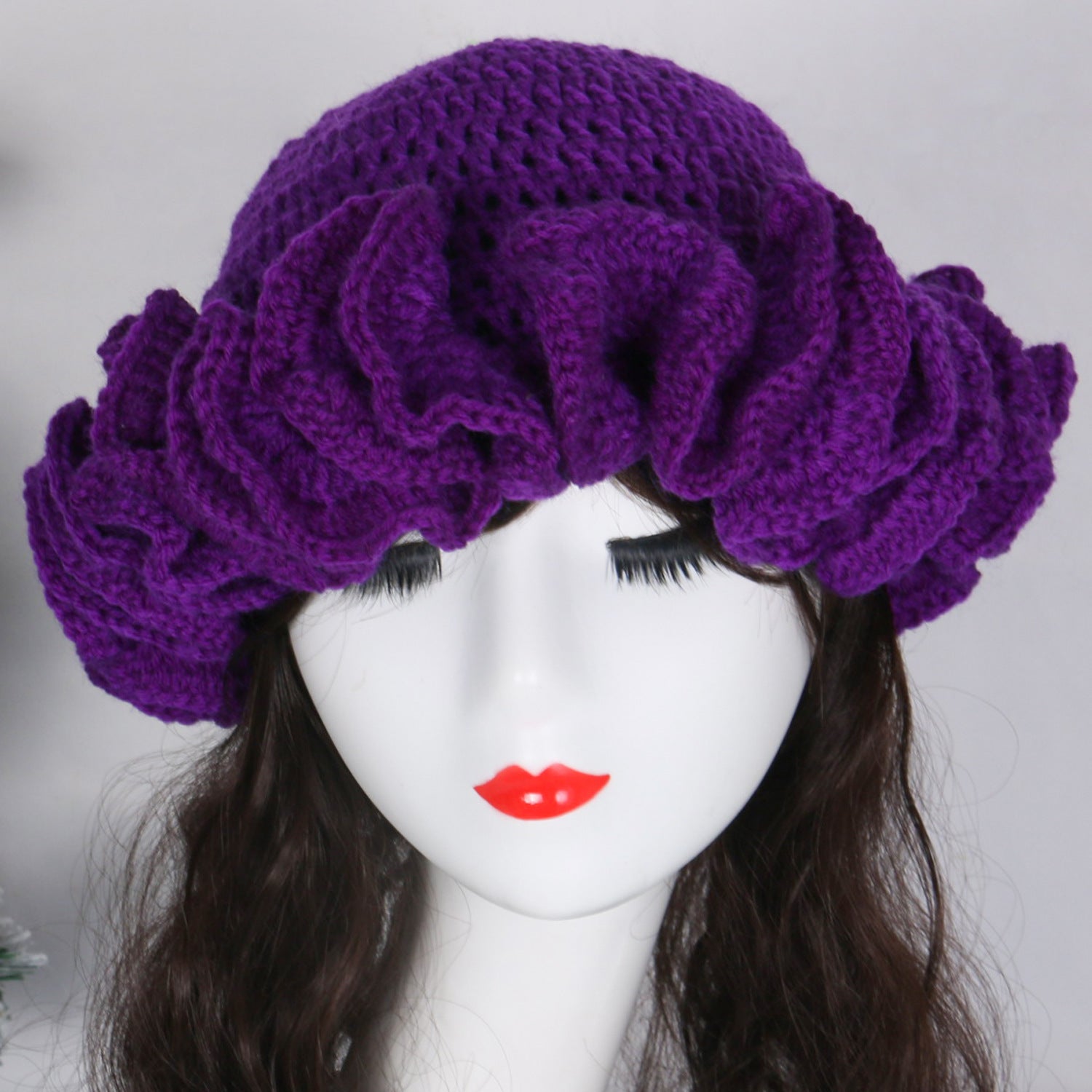 Knitted Lace Bamboo Hat Ruffled Hat Fashion