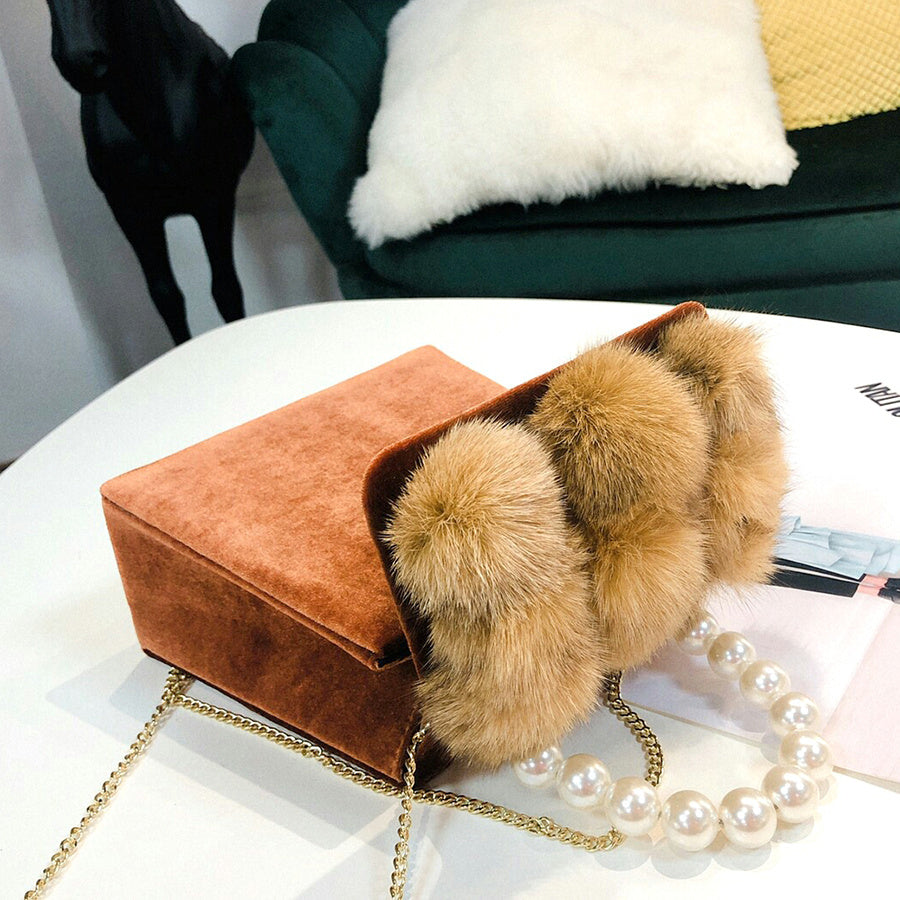 Hairball Velvet Small Square Bag