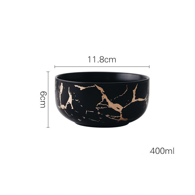 Marble Gold Ceramic Household Plate