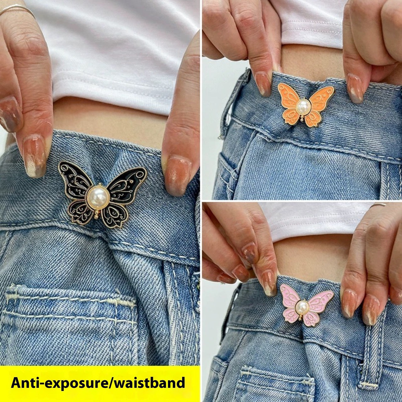 Removable Nail-Free Butterfly Belt Buckle