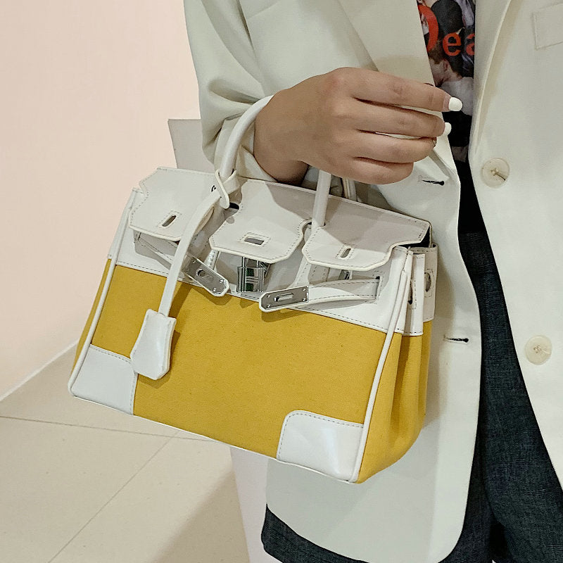 Classic Platinum Pack Fashion Tote Contrast Shoulder Messenger Bag Women's Bag