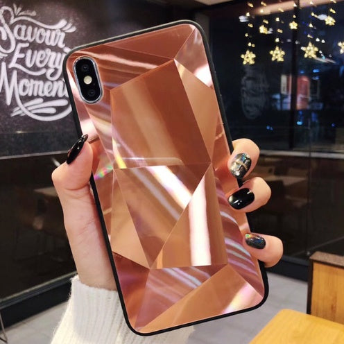 Compatible With Apple, Glitter Diamond Texture Case For X XS Max XR 7 Plus Mirror Acrylic Back Cover Cases For 6 S 7 8 Plus