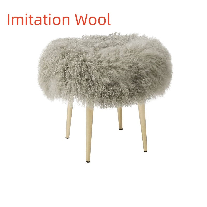 Tan Wool Makeup Dressing Shoe Changing Low Stool