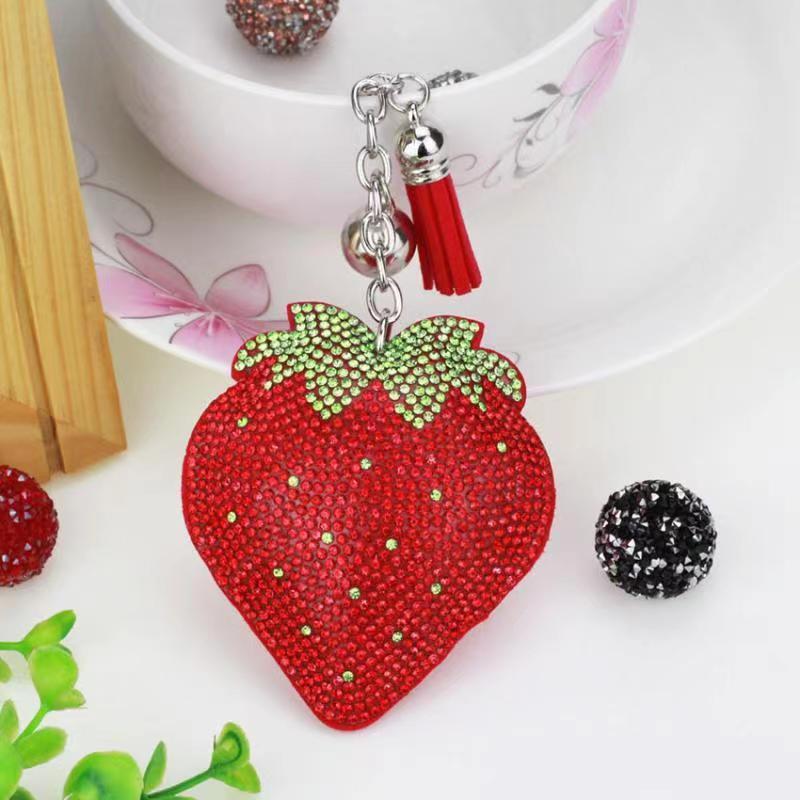 Rhinestone Creative Fashion Ornaments Strawberry Keychain