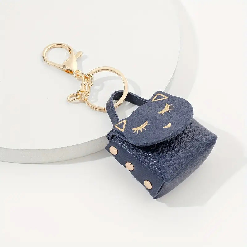 Cute Cat Mini Pu Storage Coin Purse Keychain Pendant