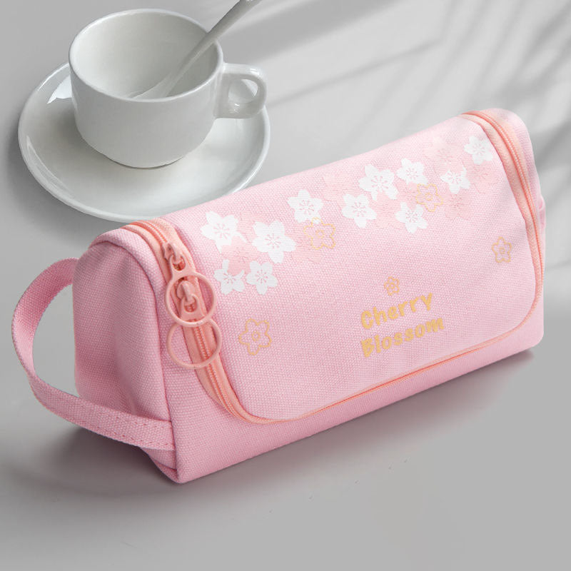 Student Pen Bag Korean Version Large Capacity Lovely Canvas Pen Bag