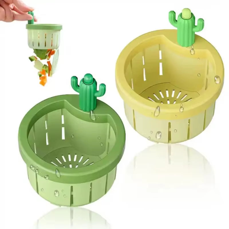 Cactus Sink Drain Strainer Press Automatic Dumping Basket Multi-Functional Use Filter Net For Tub Kitchen Waste Collector Kitchen Gadgets