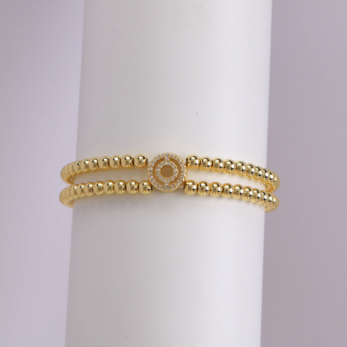 Copper-Plated 18k Gold Zircon Bead Bracelet