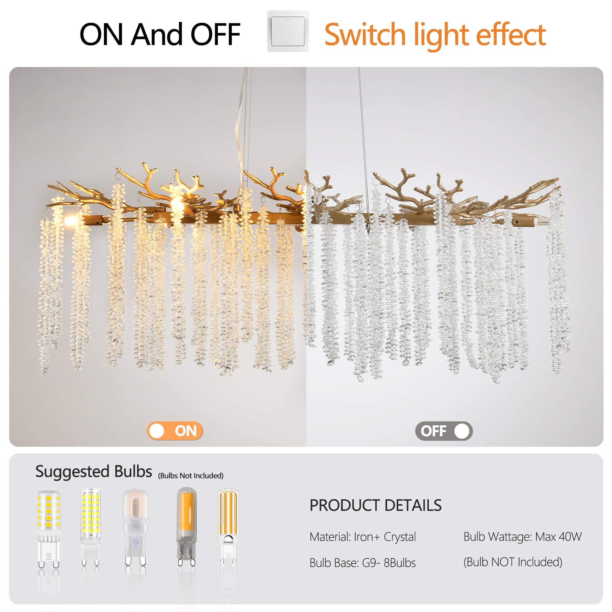 39-inch Modern Golden Pendant Light With Cascading Crystal Strands, Ideal For Living Room, Dining Room And Foyer, High-End Decorative Lighting Fixture Bulb Not Included