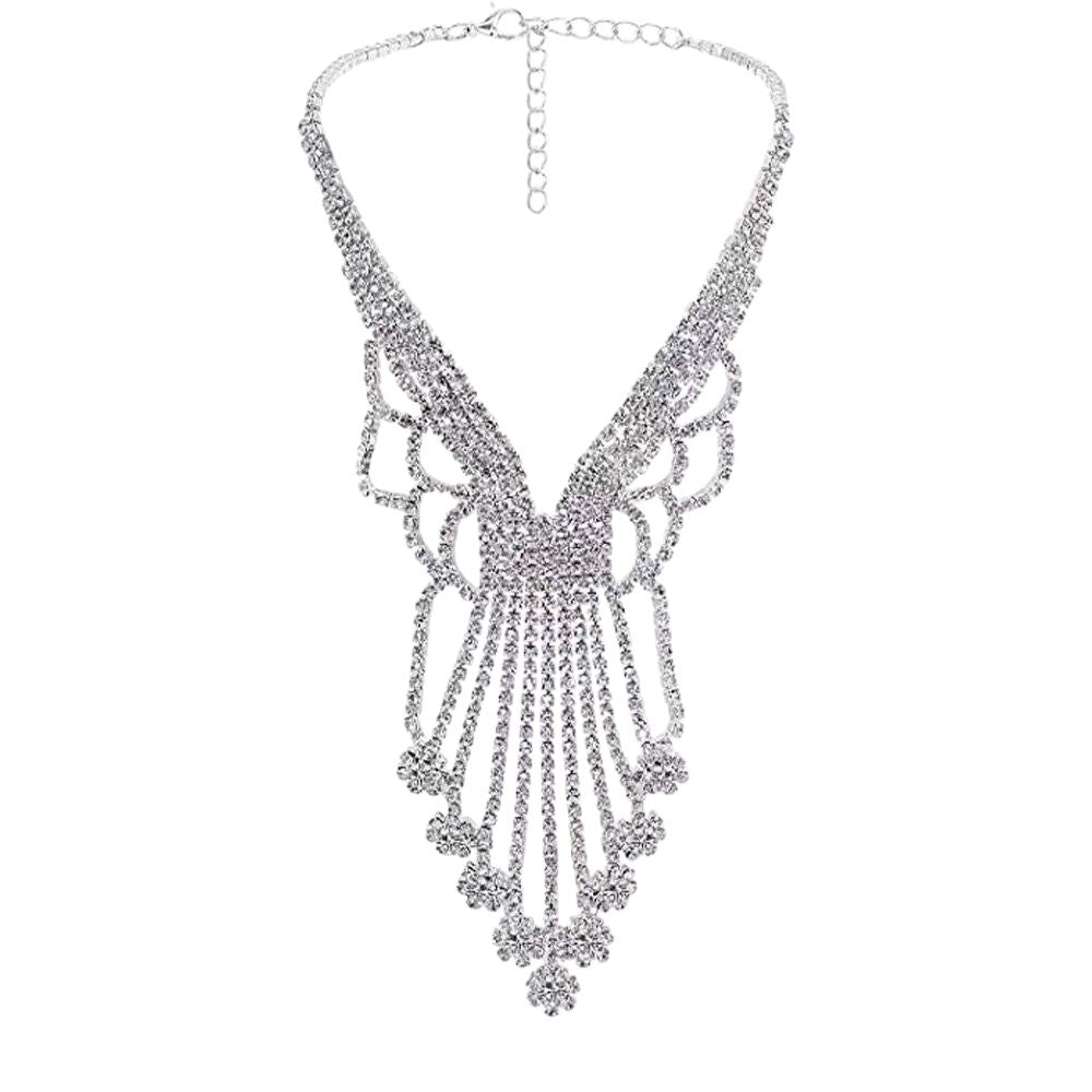 Full-Diamond Necklace And Earring Jewelry Set