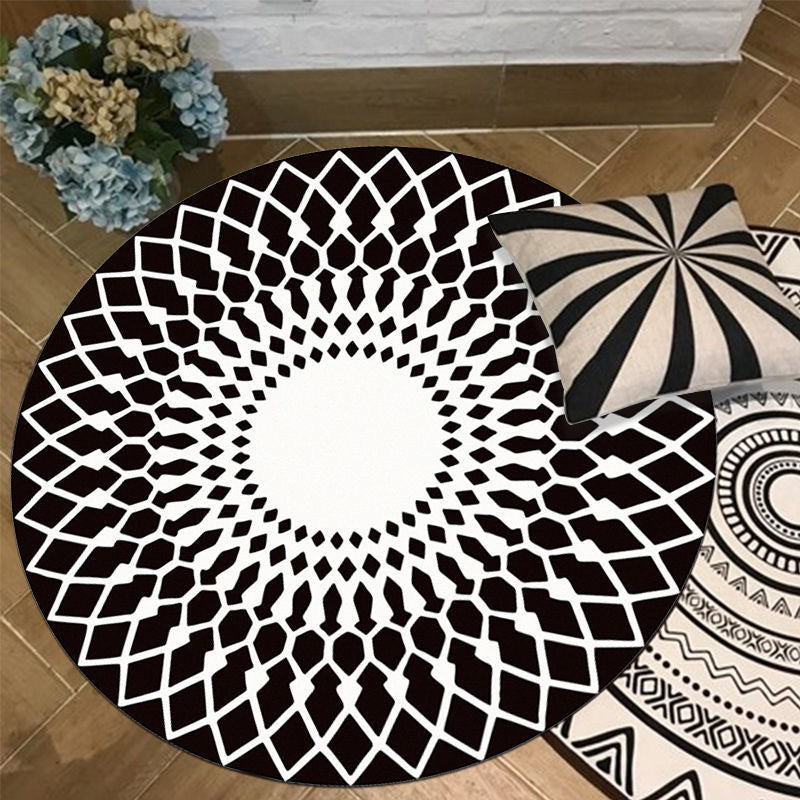 Nordic Geometric Round Crystal Velvet Floor Mat Household Absorbent Coffee Table Mat