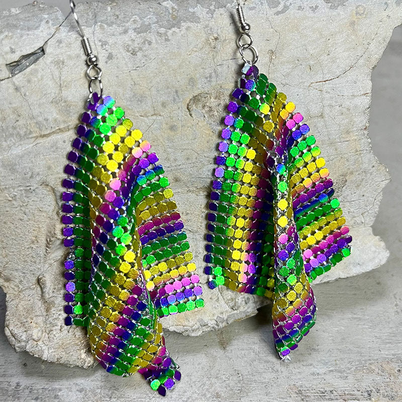 Fashion Feather Metal Mesh Earrings