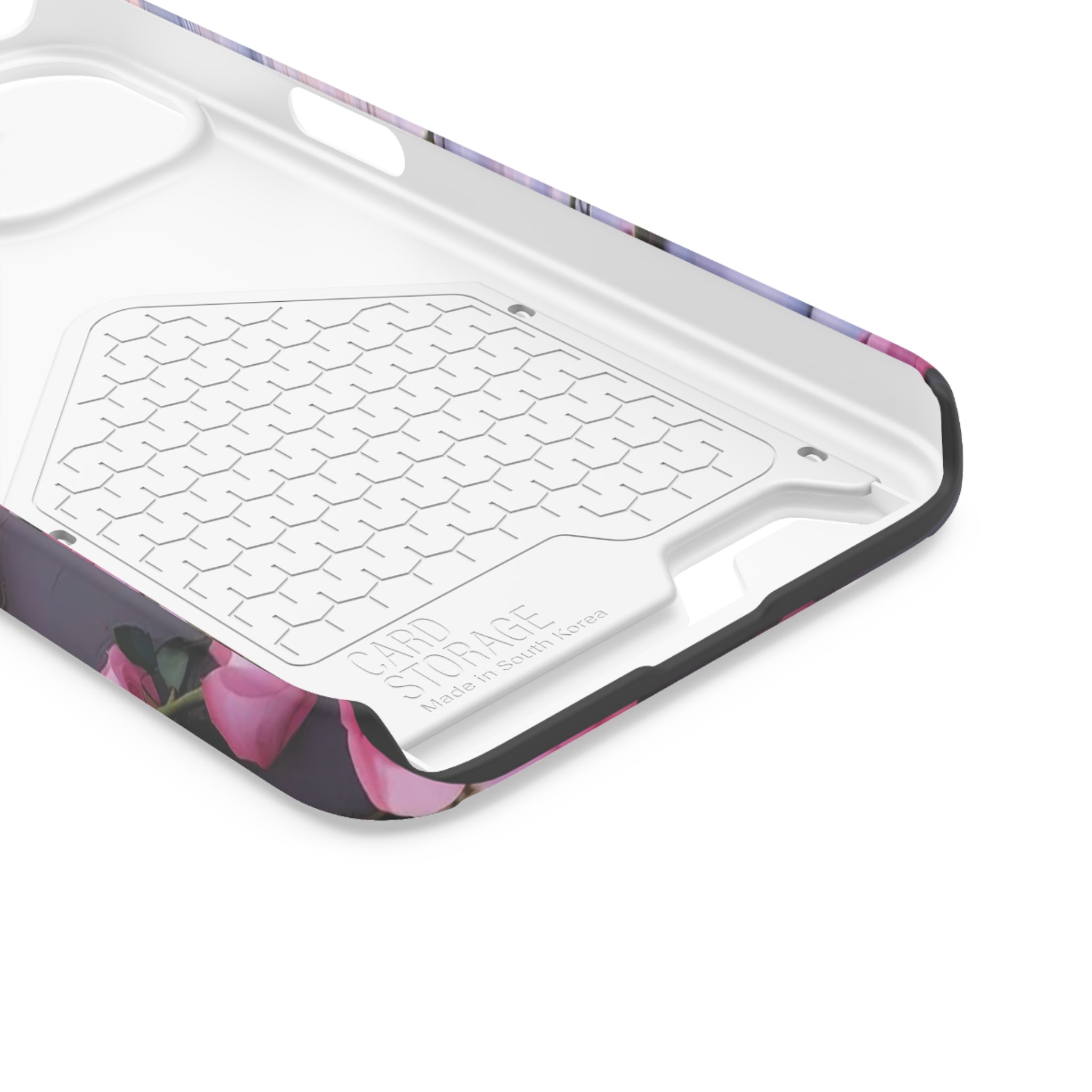 Pink Rose Phone Case With Card Holder