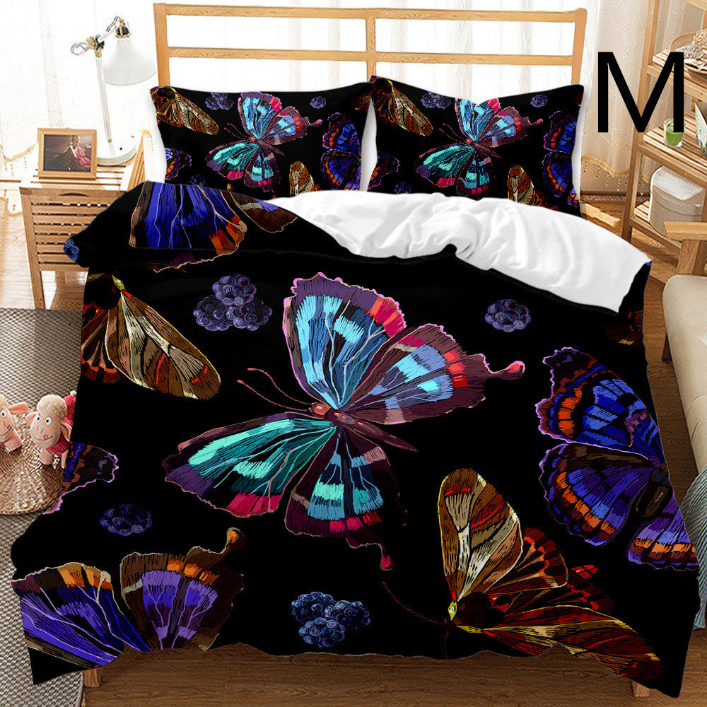 Butterfly Series Three-piece Bedding Quilt Cover Set