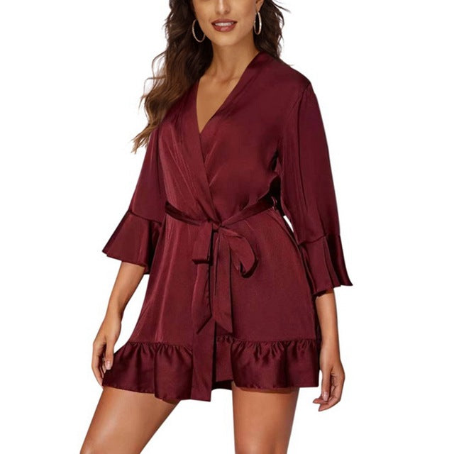 Ladies Robe Bride Bridesmaid Wedding Robe Print Sexy