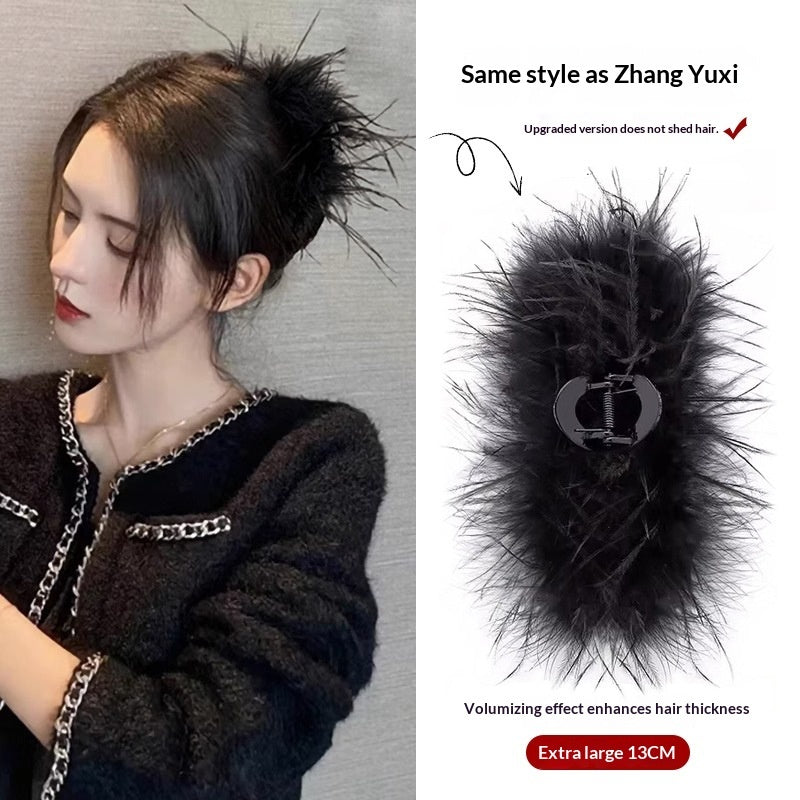 Ostrich Feather Hair Clip For Women
