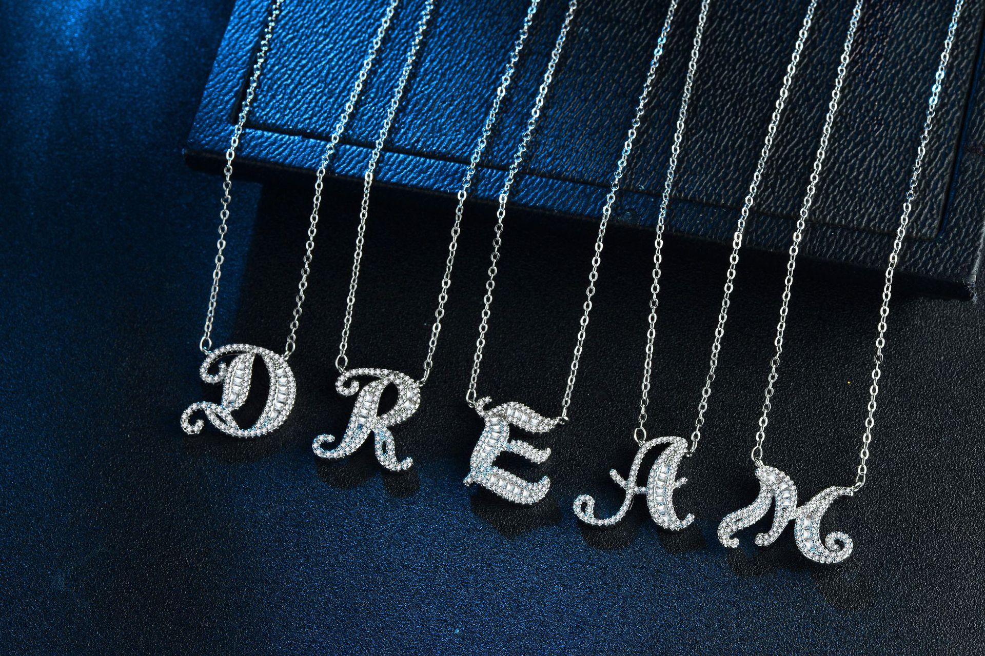 English Letter Super Flash Zircon Necklace