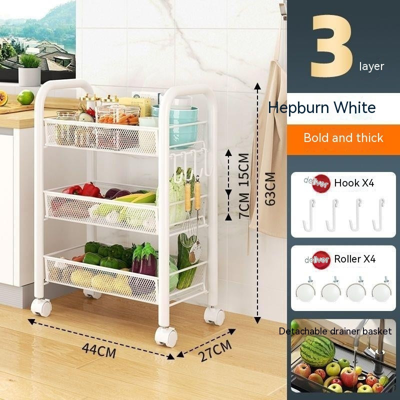 Kitchen Shelf Floor Multi-Tier Movable Household