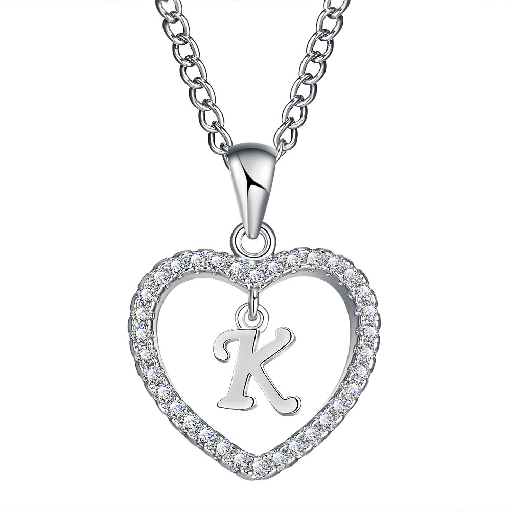 26-Letter Zircon Heart Necklace