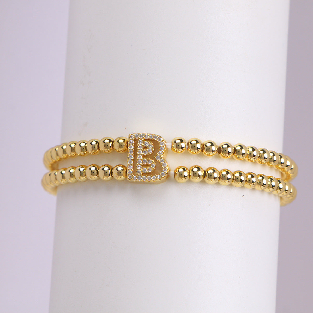 Copper-Plated 18k Gold Zircon Bead Bracelet
