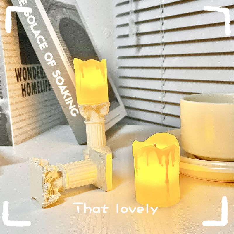 European Retro Roman Column Small Night Lamp Bedroom Dorm Reading