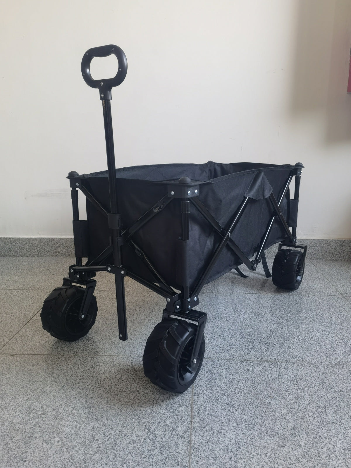 Heavy Duty Folding Beach Wagon Cart With Big Wheels & Adjustable Handle