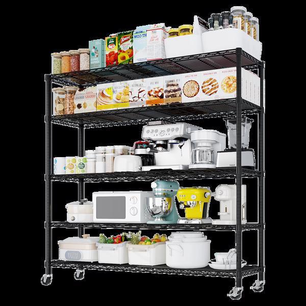 Five Layer Heavy-duty Display Rack With Rubber Wheels And Adjustable Interlayer Spacing