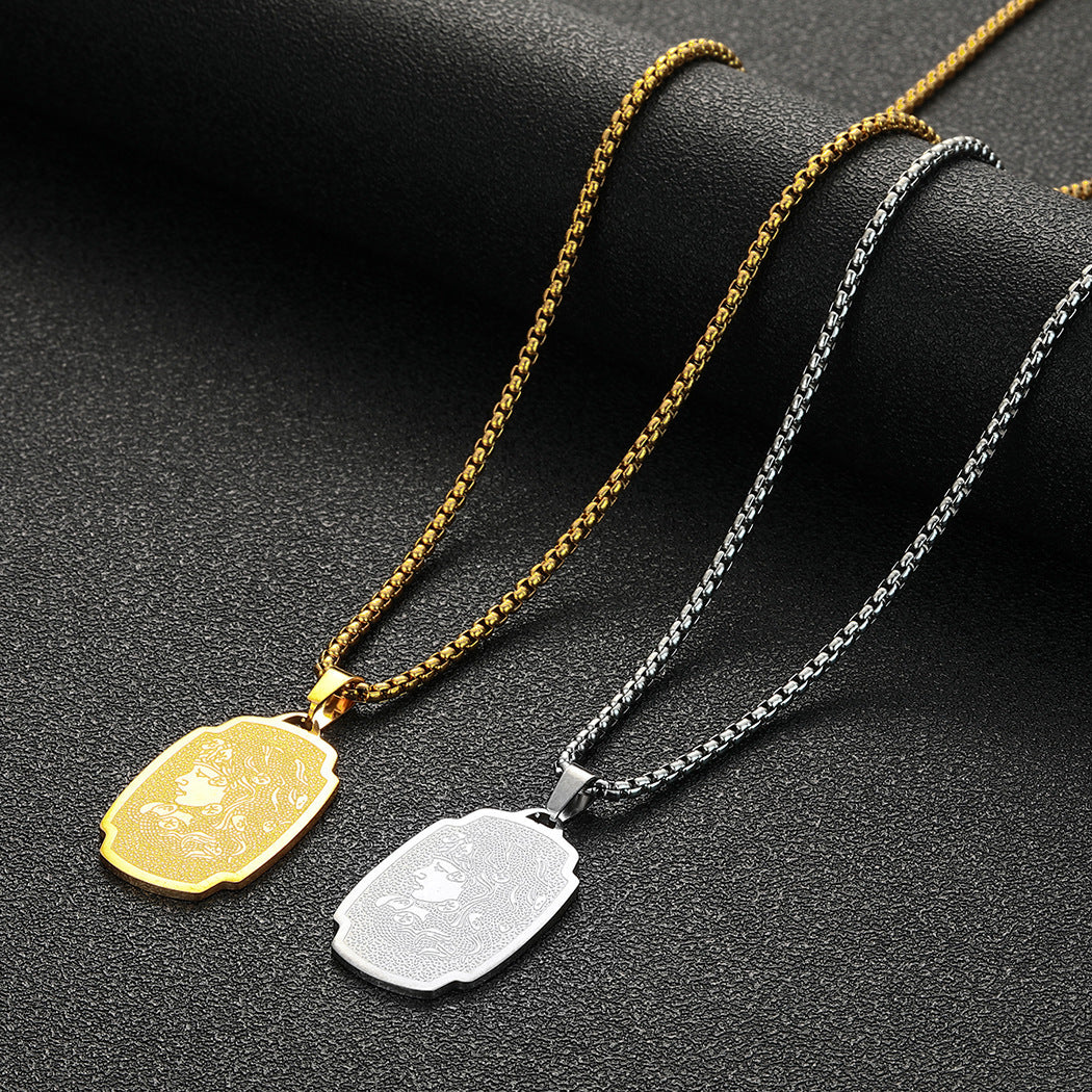 Ancient Greek Goddess Hera Medusa Pendant Stainless Steel Necklace