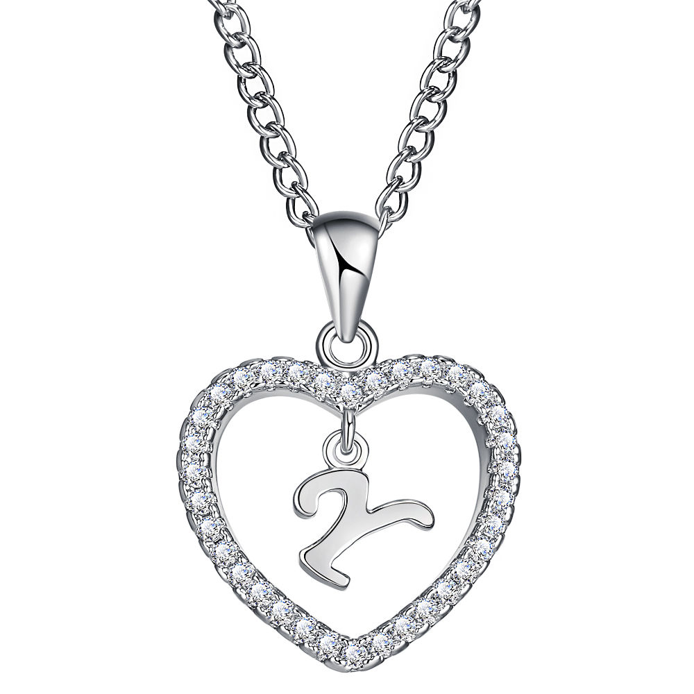 26-Letter Zircon Heart Necklace