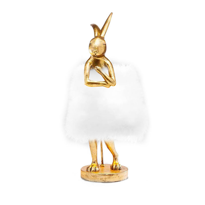 Nordic Bedroom Bedside Rabbit Feather Table Lamp