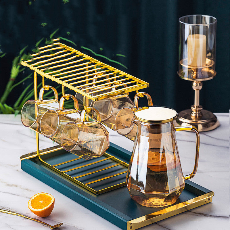 Cold Kettle Light Luxury European Style Cold Water Cup Household High Temperature Glass Kettle Large Capacity Water Cup Set Tea Cup