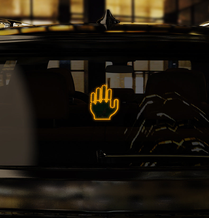 LED Stickers for Car Window, Car LED Sign Finger Lights Funny Car Accessory Gifts for Men, Hand Gesture Light for Car, Finger Gesture Light with Remote