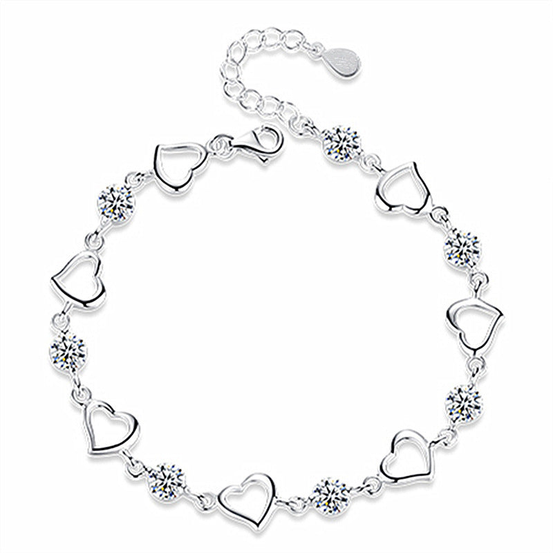 Simple Heart To Heart White Diamond Net Red Trendy Jewelry