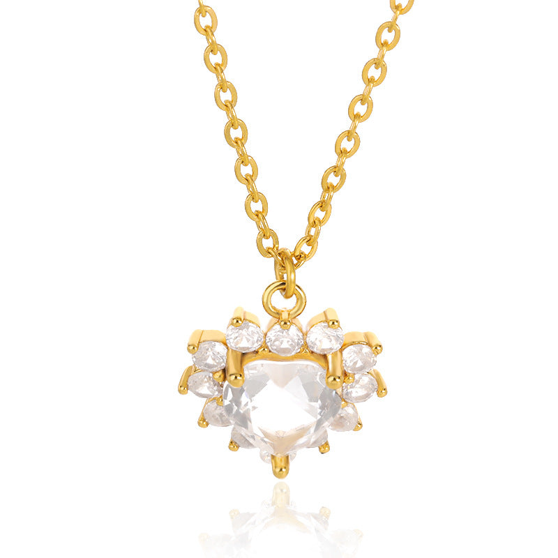 With Simple Heart-Shaped Zircon Necklace Ladies Wedding Zircon Necklace