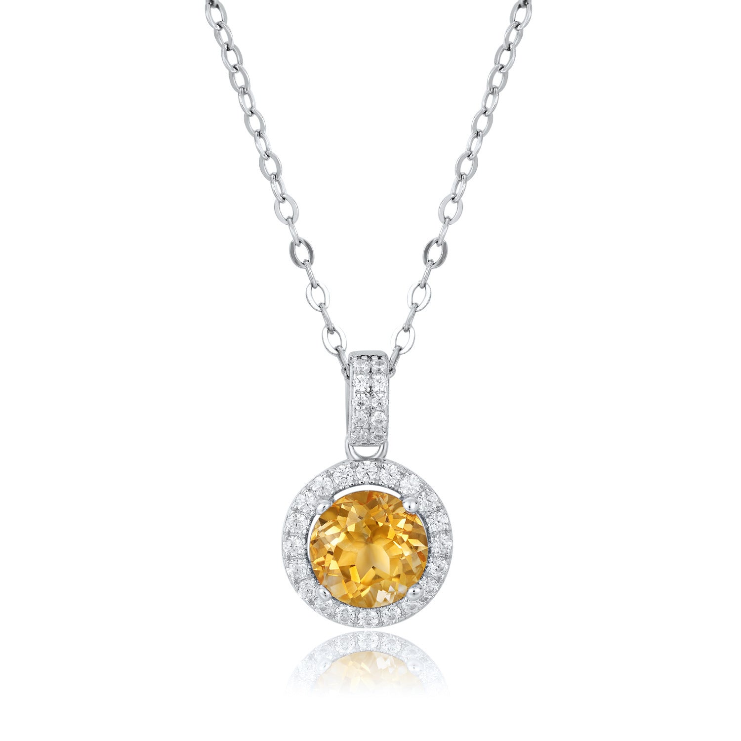 Luxurious Necklace Designed By A Small Group Of People, Korean Version, Simple Circular Pendant, 925 Silver With Natural Yellow Crystal Necklace