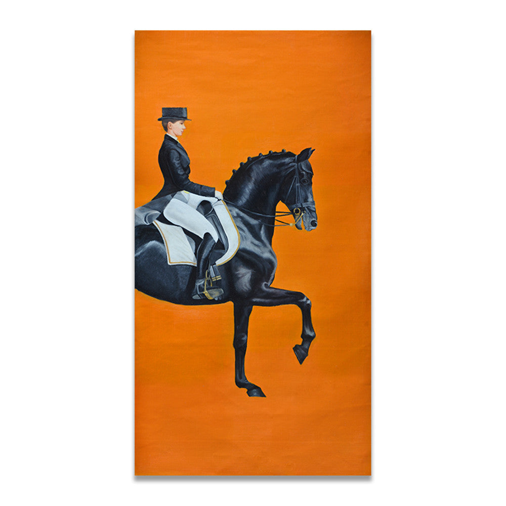 Classic Modern Orange Racehorse Canvas Print Poster
