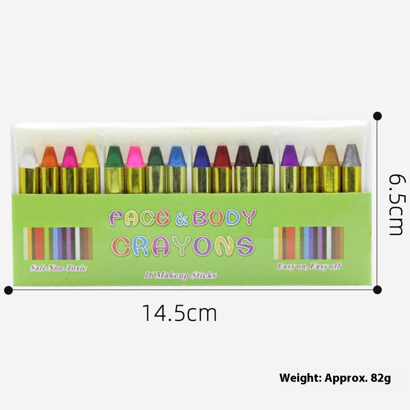 Portable Natural Makeup Facial Body Painting 16 PCs Boxed Multi-Color Crayon
