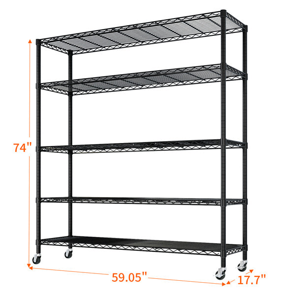 Five Layer Heavy-duty Display Rack With Rubber Wheels And Adjustable Interlayer Spacing