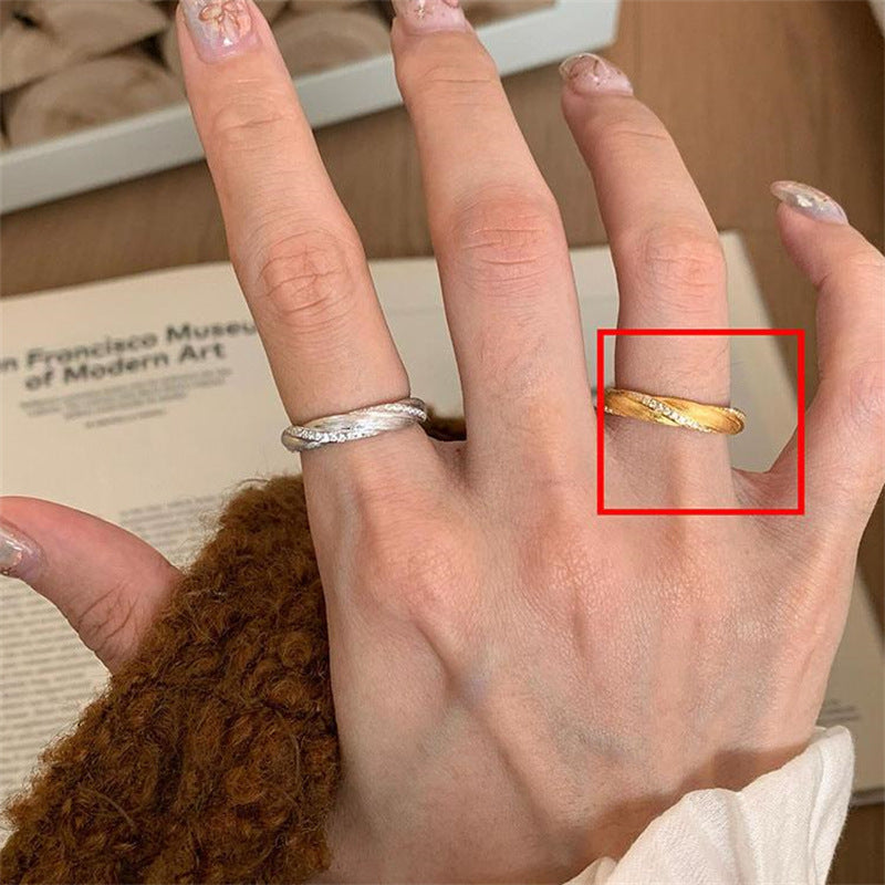 Antique Zircon Brushed Ring Female Retro Minority