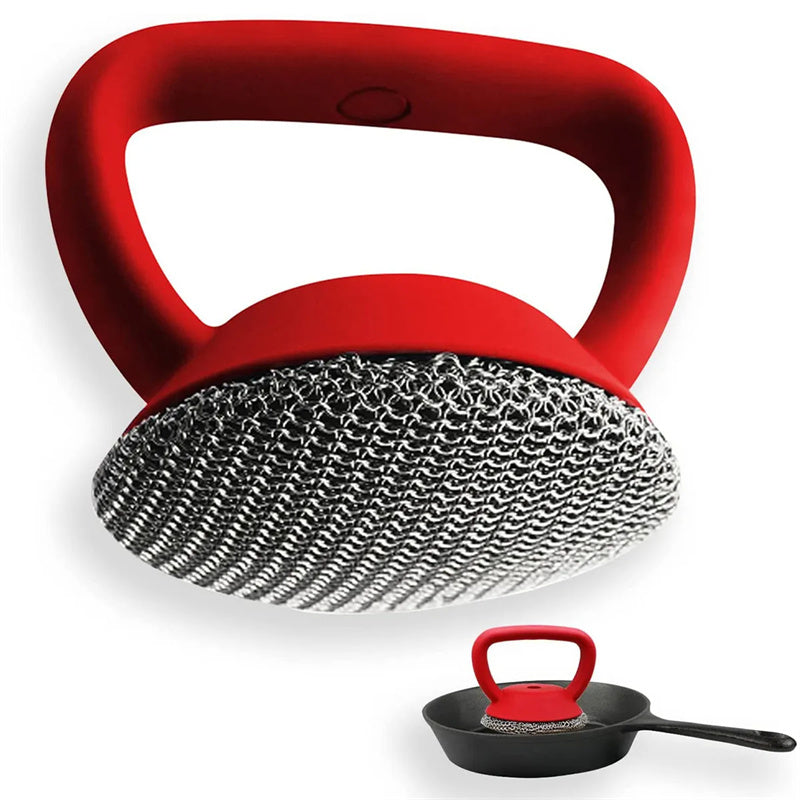 316 Chain Mill -Cast Iron Stainless Steel Scrubber W/Handle