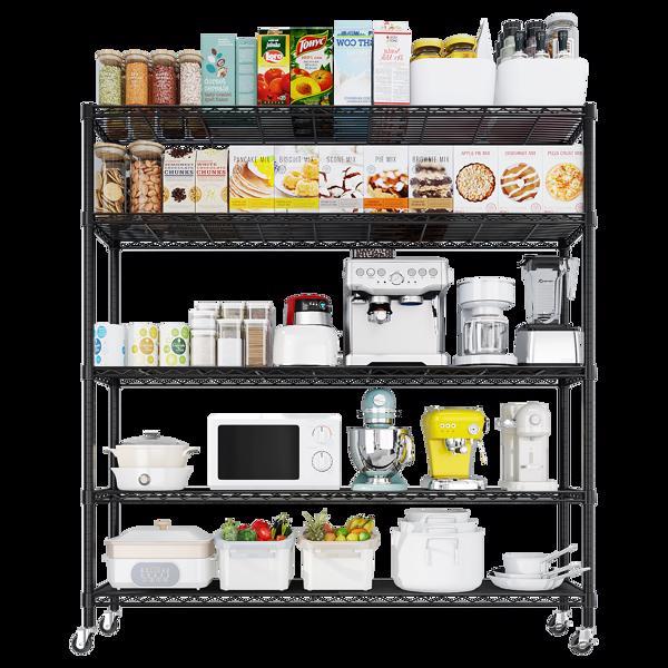 Five Layer Heavy-duty Display Rack With Rubber Wheels And Adjustable Interlayer Spacing