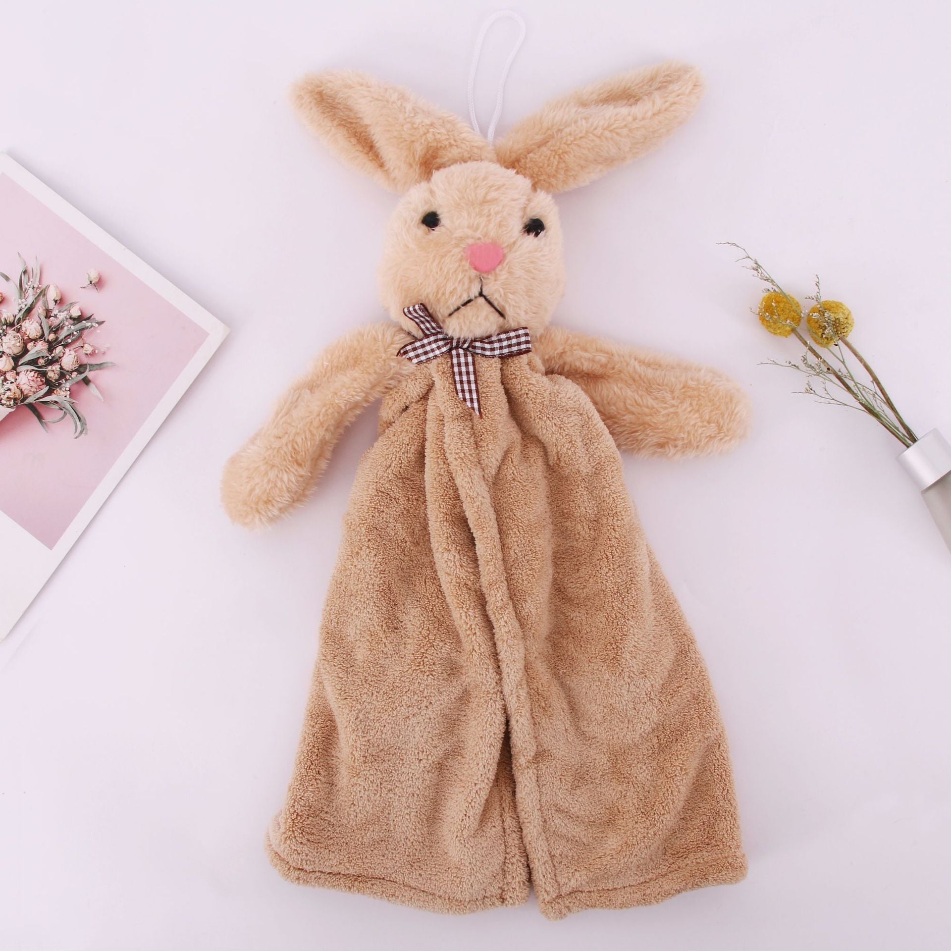 Coral Velvet Hanging Rabbit Towel