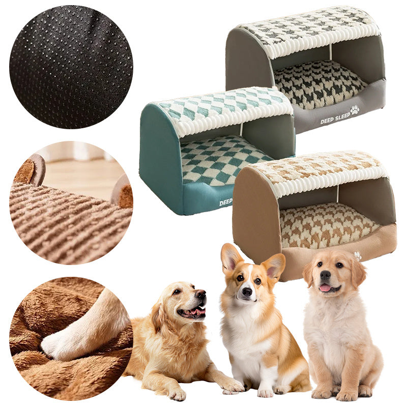 Small Dog Three-Dimensional Bear Curved Room Kennel Removable Nest Warm Enclosed Cave Sofa Pets Supplies