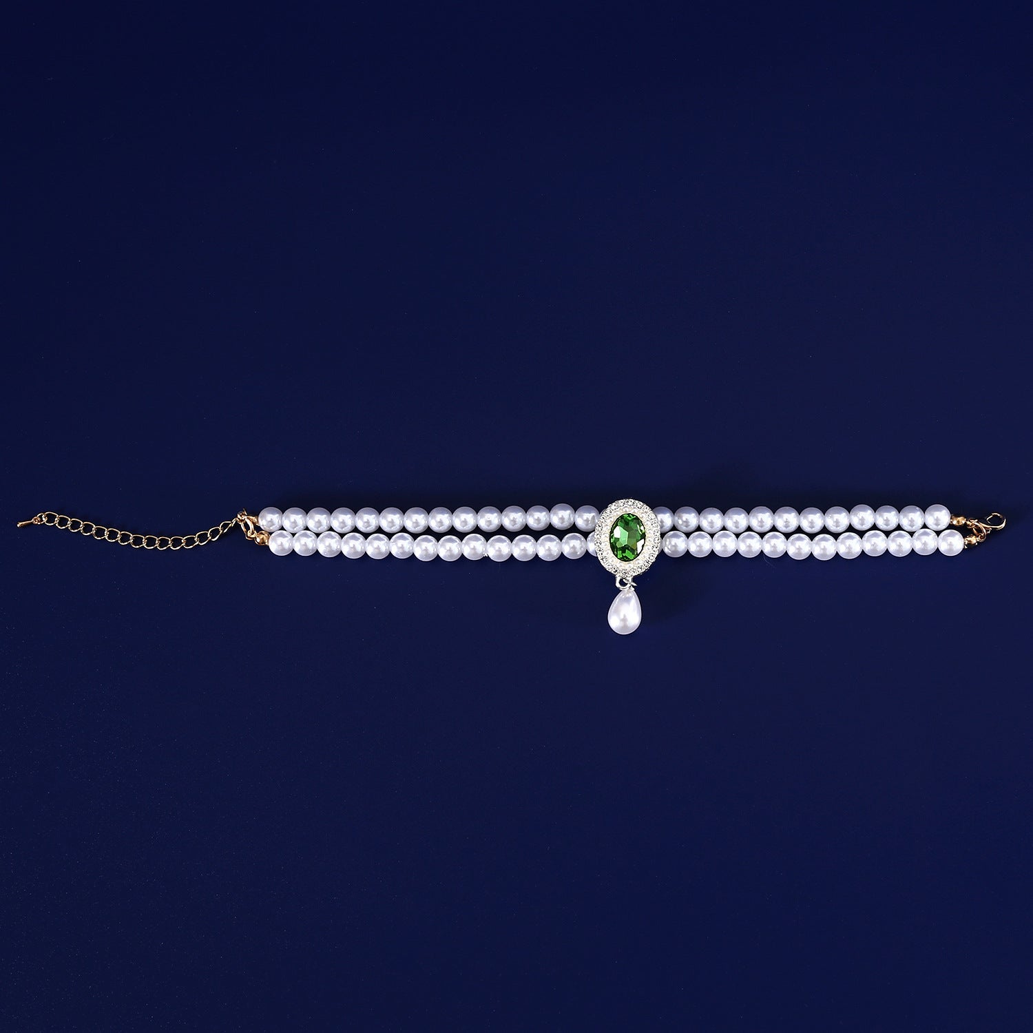 Double-layer Pearl Pet Necklace Maltese Puppy Luxurious Color Gem Pendant Princess Collar