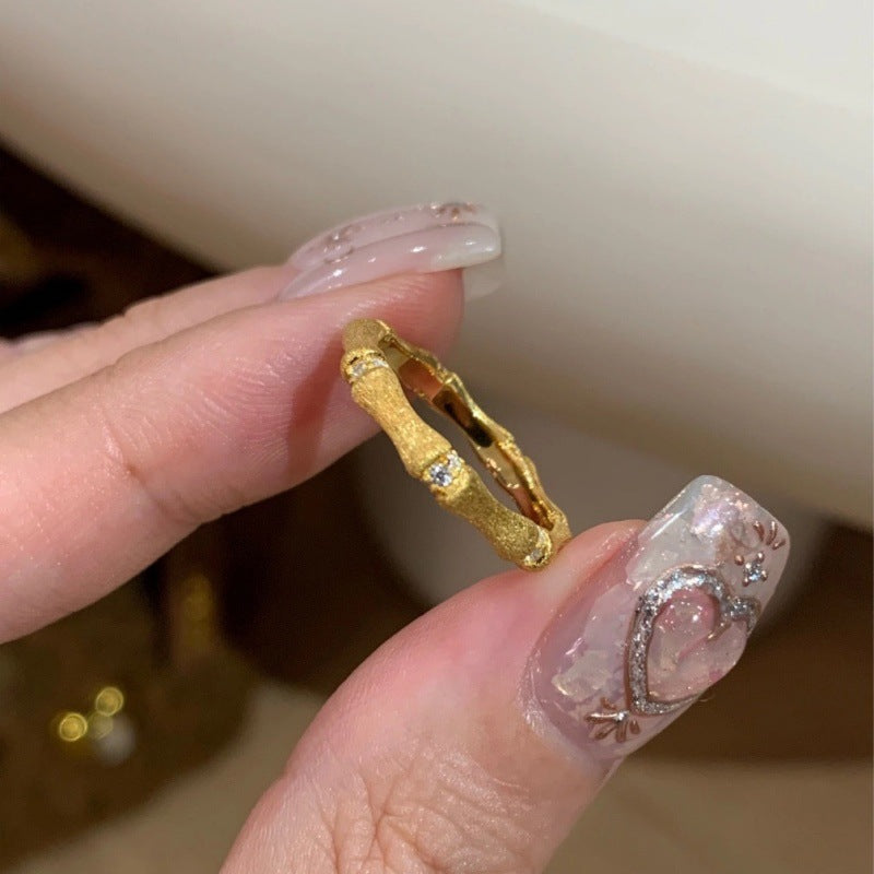 Antique Zircon Brushed Ring Female Retro Minority