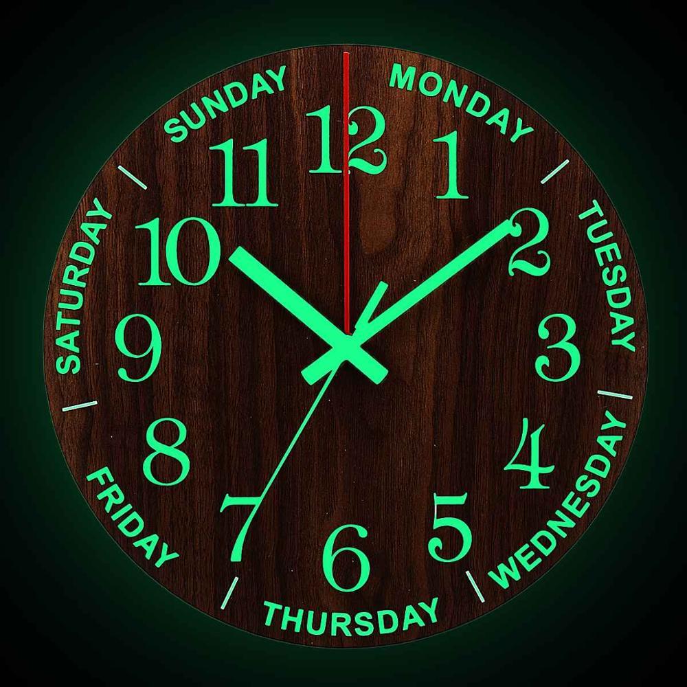 Luminous Wood Grain Wall Clock
