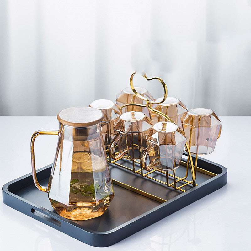 Cold Kettle Light Luxury European Style Cold Water Cup Household High Temperature Glass Kettle Large Capacity Water Cup Set Tea Cup
