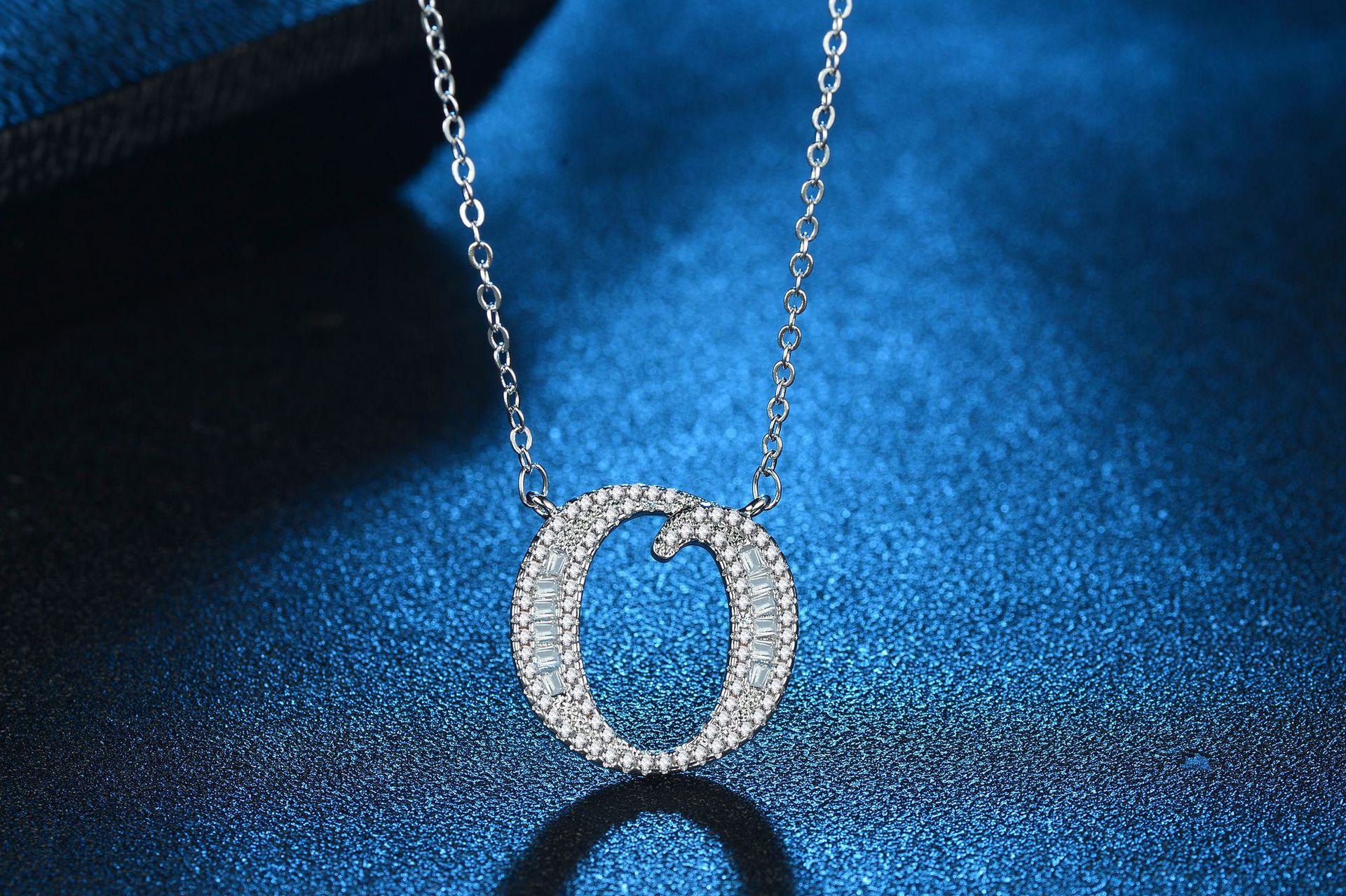 English Letter Super Flash Zircon Necklace
