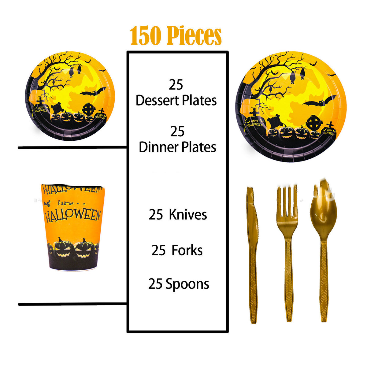 Halloween Party Tableware Paper Cups Plates Paper Towels